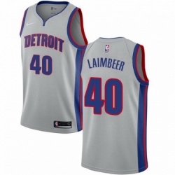 Mens Nike Detroit Pistons 40 Bill Laimbeer Authentic Silver NBA Jersey Statement Edition