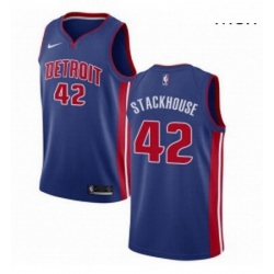 Mens Nike Detroit Pistons 42 Jerry Stackhouse Swingman Royal Blue Road NBA Jersey Icon Edition