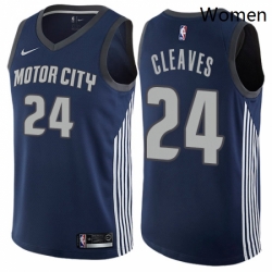 Womens Nike Detroit Pistons 24 Mateen Cleaves Swingman Navy Blue NBA Jersey City Edition