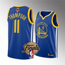 Men Golden State Warriors 11 Klay Thompson 2022 Royal NBA Finals Stitched Jersey