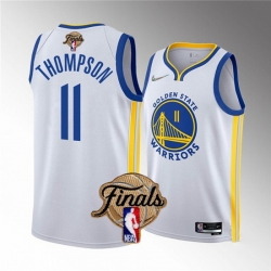 Men Golden State Warriors 11 Klay Thompson 2022 White NBA Finals Stitched Jersey