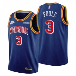 Men Golden State Warriors 3 Jordan Poole Men Nike Releases Classic Edition NBA 75th Anniversary Jersey Blue