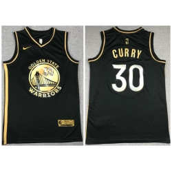 Men Golden State Warriors 30 Stephen Curry Black Gold 2021 Nike Swin