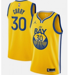 Men Golden State Warriors 30 Stephen Curry Yellow Statement Edition Stitched Basketball Jersey Men Golden State Warriors 30 Stephen Curry Yellow Statement Edition Stitched Basketball Jersey