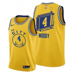 Men Golden State Warriors 4 Moses Moody Gold Men Jersey
