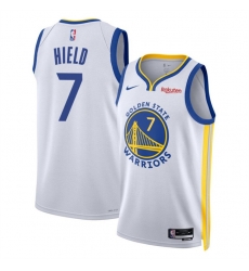 Men Golden State Warriors 7 Buddy Hield Blue Icon Edition Stitched Basketball Jersey