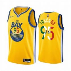 Men Golden State Warriors 95 Juan Toscano Anderson 2022 Gold Special Mexico Statement Edition Stitched Jersey