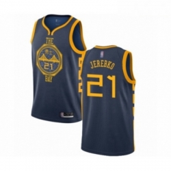 Mens Golden State Warriors 21 Jonas Jerebko Swingman Navy Blue Basketball Jersey City Edition 