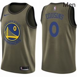 Mens Nike Golden State Warriors 0 DeMarcus Cousins Green NBA Swingman Salute to Service Jersey 