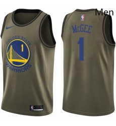 Mens Nike Golden State Warriors 1 JaVale McGee Swingman Green Salute to Service NBA Jersey