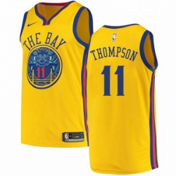 Mens Nike Golden State Warriors 11 Klay Thompson Swingman Gold NBA Jersey City Edition