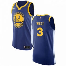 Mens Nike Golden State Warriors 3 David West Authentic Royal Blue Road NBA Jersey Icon Edition