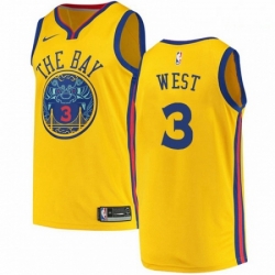 Mens Nike Golden State Warriors 3 David West Swingman Gold NBA Jersey City Edition