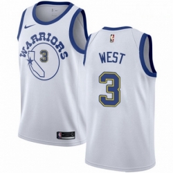 Mens Nike Golden State Warriors 3 David West Swingman White Hardwood Classics NBA Jersey