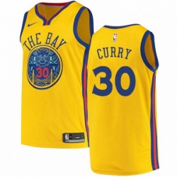 Mens Nike Golden State Warriors 30 Stephen Curry Swingman Gold NBA Jersey City Edition