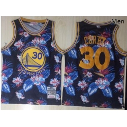 Warriors 30 Stephen Curry Black 1996 97 Hardwood Classics Floral Fashion Swingman Jersey