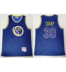 Warriors 30 Stephen Curry Blue Hardwood Classics Swingman Jersey