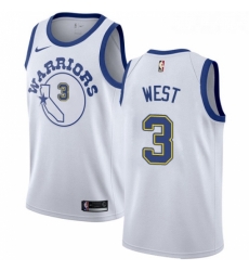 Womens Nike Golden State Warriors 3 David West Authentic White Hardwood Classics NBA Jersey