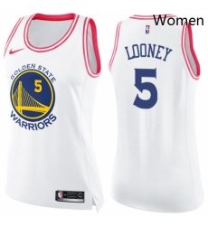 Womens Nike Golden State Warriors 5 Kevon Looney Swingman WhitePink Fashion NBA Jersey