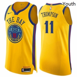 Youth Nike Golden State Warriors 11 Klay Thompson Swingman Gold NBA Jersey City Edition