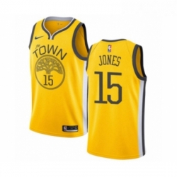 Youth Nike Golden State Warriors 15 Damian Jones Yellow Swingman Jersey Earned Edition