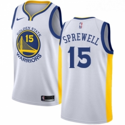 Youth Nike Golden State Warriors 15 Latrell Sprewell Authentic White Home NBA Jersey Association Edition