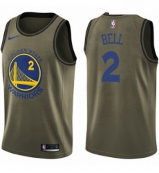 Youth Nike Golden State Warriors 2 Jordan Bell Swingman Green Salute to Service NBA Jersey 