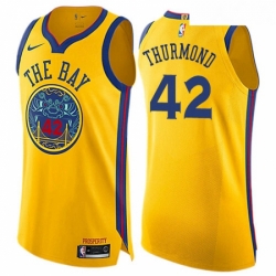 Youth Nike Golden State Warriors 42 Nate Thurmond Swingman Gold NBA Jersey City Edition 