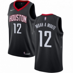 Mens Nike Houston Rockets 12 Luc Mbah a Moute Swingman Black Alternate NBA Jersey Statement Edition 