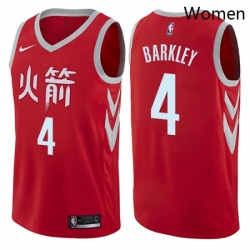 Womens Nike Houston Rockets 4 Charles Barkley Swingman Red NBA Jersey City Edition