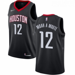 Youth Nike Houston Rockets 12 Luc Mbah a Moute Authentic Black Alternate NBA Jersey Statement Edition 