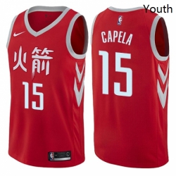 Youth Nike Houston Rockets 15 Clint Capela Swingman Red NBA Jersey City Edition