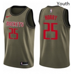 Youth Nike Houston Rockets 25 Robert Horry Swingman Green Salute to Service NBA Jersey