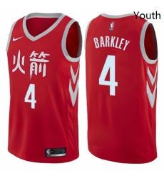 Youth Nike Houston Rockets 4 Charles Barkley Swingman Red NBA Jersey City Edition