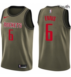 Youth Nike Houston Rockets 6 Tyler Ennis Swingman Green Salute to Service NBA Jersey 