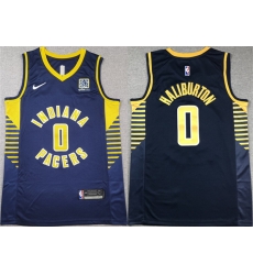 Men Indiana Pacers 0 Tyrese Haliburton Navy Icon Edition Stitched Basketball Jersey