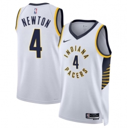 Men Indiana Pacers 4 Tristen Newton White 2024 Draft Association Edition Stitched Basketball Jersey