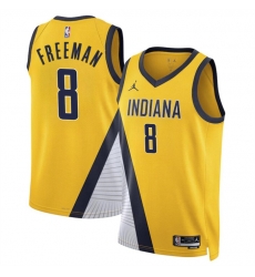 Men Indiana Pacers 8 Enrique Freeman Yelllow 2024 Draft Statement Edition Stitched Basketball Jersey