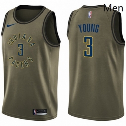 Mens Nike Indiana Pacers 3 Joe Young Swingman Green Salute to Service NBA Jersey