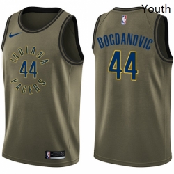 Youth Nike Indiana Pacers 44 Bojan Bogdanovic Swingman Green Salute to Service NBA Jersey 