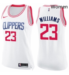 Womens Nike Los Angeles Clippers 23 Louis Williams Swingman WhitePink Fashion NBA Jersey 