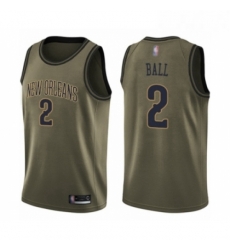 Mens New Orleans Pelicans 2 Lonzo Ball Swingman Green Salute to Service Basketball Jersey 