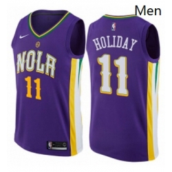 Mens Nike New Orleans Pelicans 11 Jrue Holiday Authentic Purple NBA Jersey City Edition