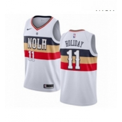 Mens Nike New Orleans Pelicans 11 Jrue Holiday White Swingman Jersey Earned Edition