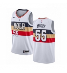 Mens Nike New Orleans Pelicans 55 ETwaun Moore White Swingman Jersey Earned Editio