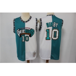 Grizzlies 10 Mike Bibby Blue White Split Hardwood Classics Jersey