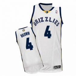 Mens Adidas Memphis Grizzlies 4 Wade Baldwin Authentic White Home NBA Jersey 