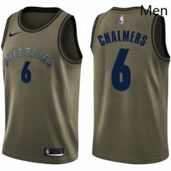 Mens Nike Memphis Grizzlies 6 Mario Chalmers Swingman Green Salute to Service NBA Jersey 