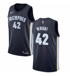 Womens Nike Memphis Grizzlies 42 Lorenzen Wright Swingman Navy Blue Road NBA Jersey Icon Edition