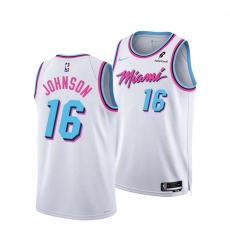 Men Miami Heat 16 Keshad Johnson White 2024 25 City Edition Stitched Basketball Jersey